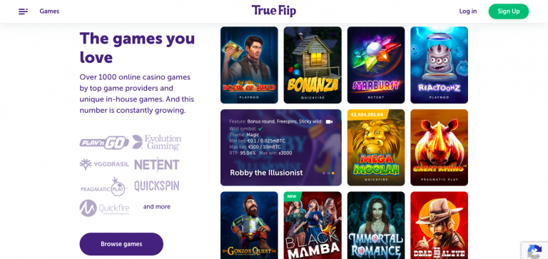 TrueFlip Casino Games Info