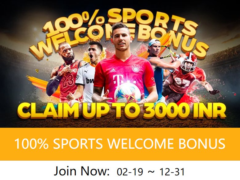 100% Sports Welcome Bonus Up To ₹3000