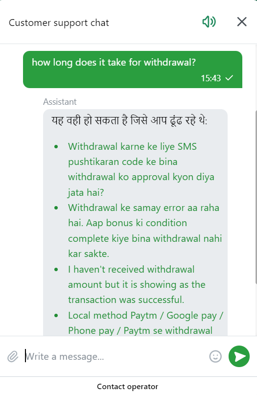 Customer Support at BetWinner India